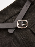 Faux Cashmere Belted Slit Pencil Skirt
