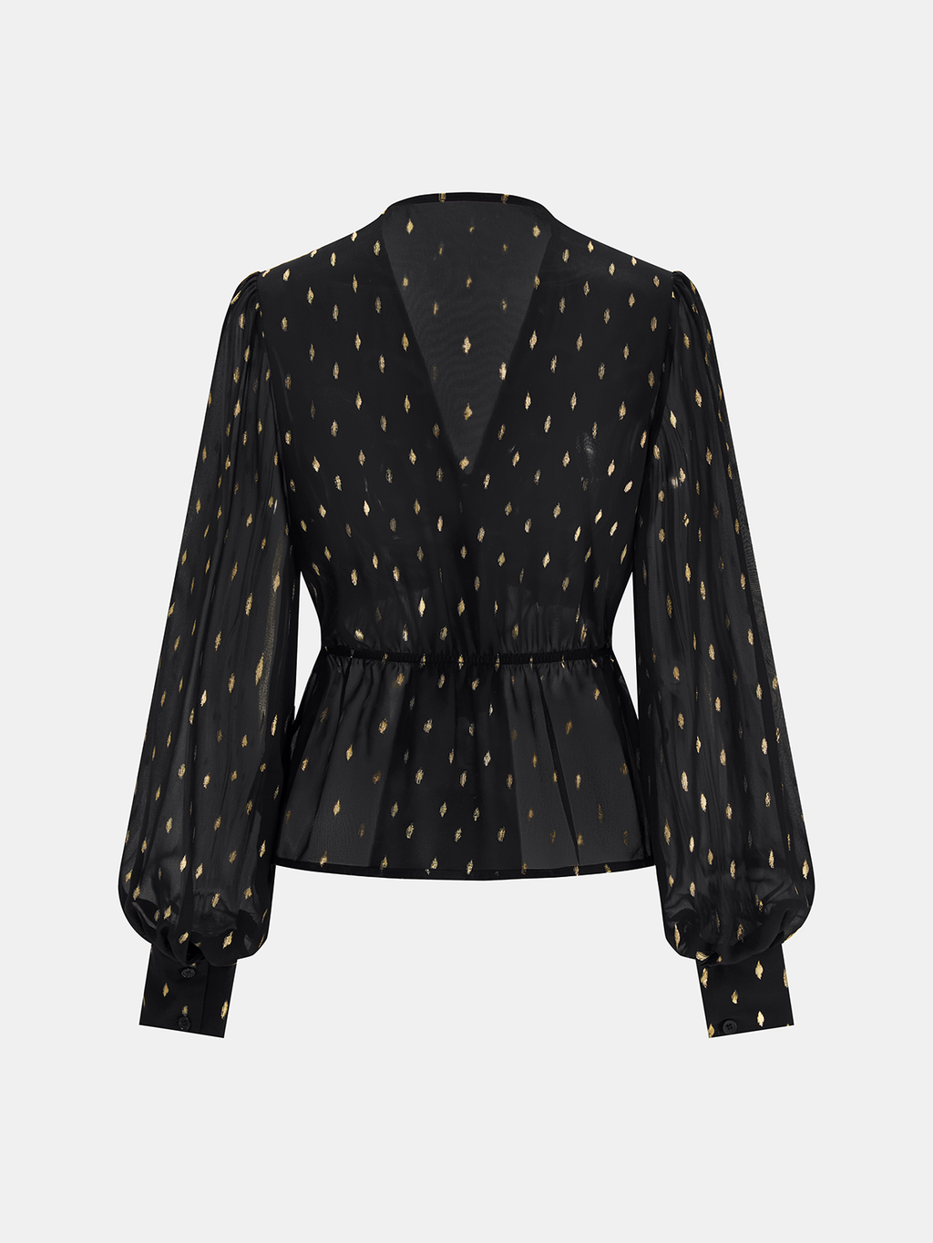 Foil Spot Print Tie-Front Chiffon Blouse