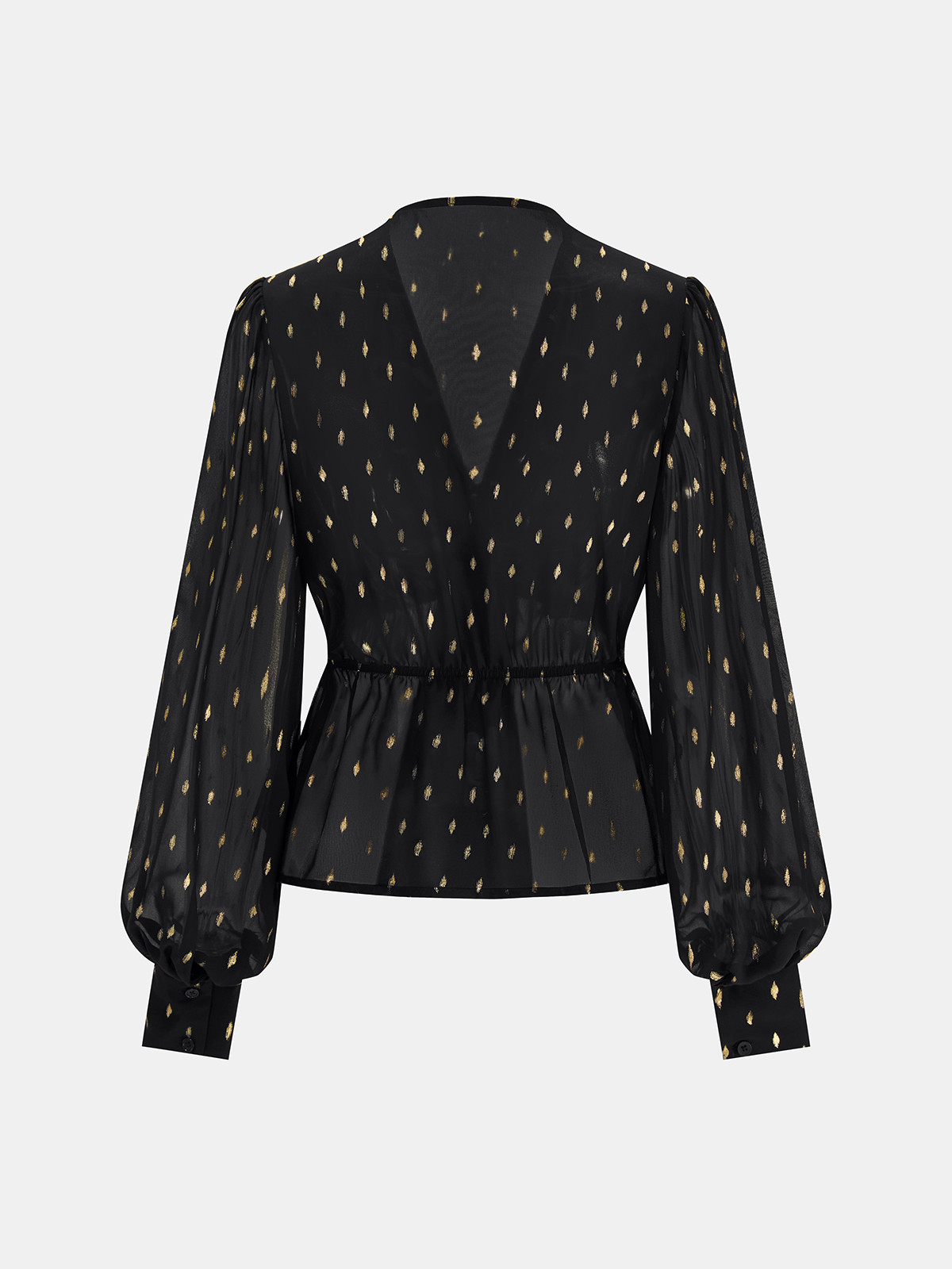 Foil Spot Print Tie-Front Chiffon Blouse