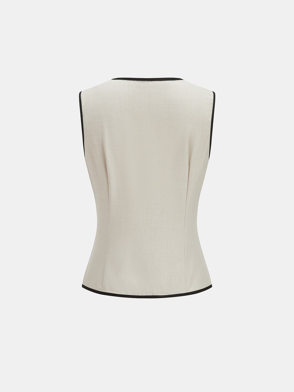 Contrast Piping Vest & Wide-Leg Pants Set