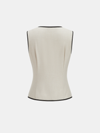 Contrast Piping Vest & Wide-Leg Pants Set