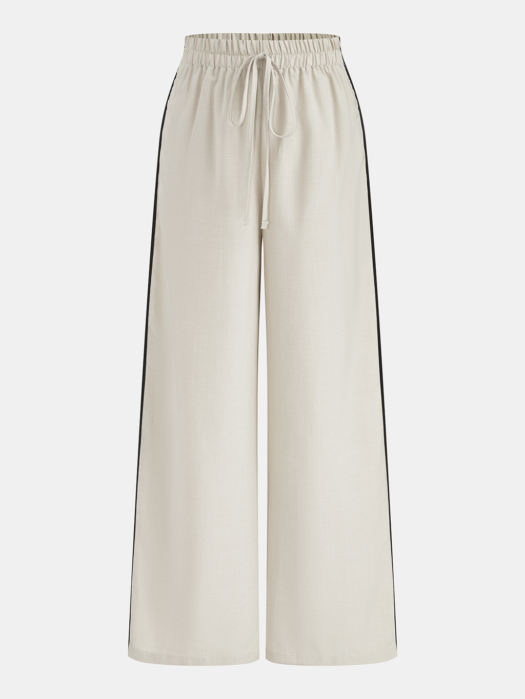 Contrast Piping Vest & Wide-Leg Pants Set