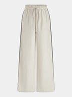 Contrast Piping Vest & Wide-Leg Pants Set
