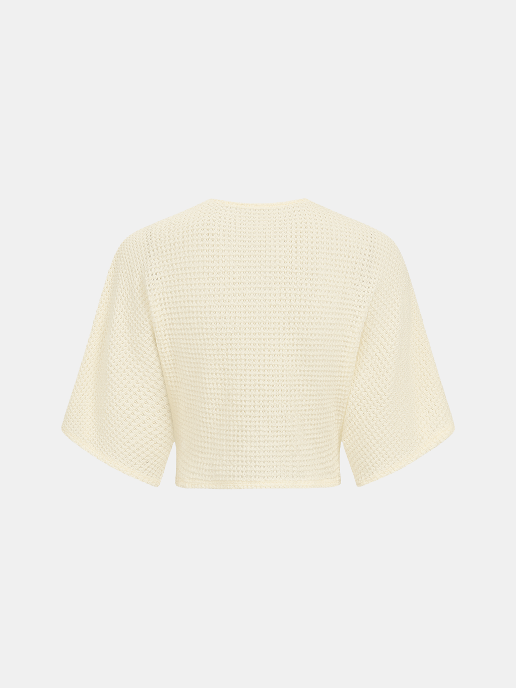 Waffle Knit V-Neck Twist Front Crop Top