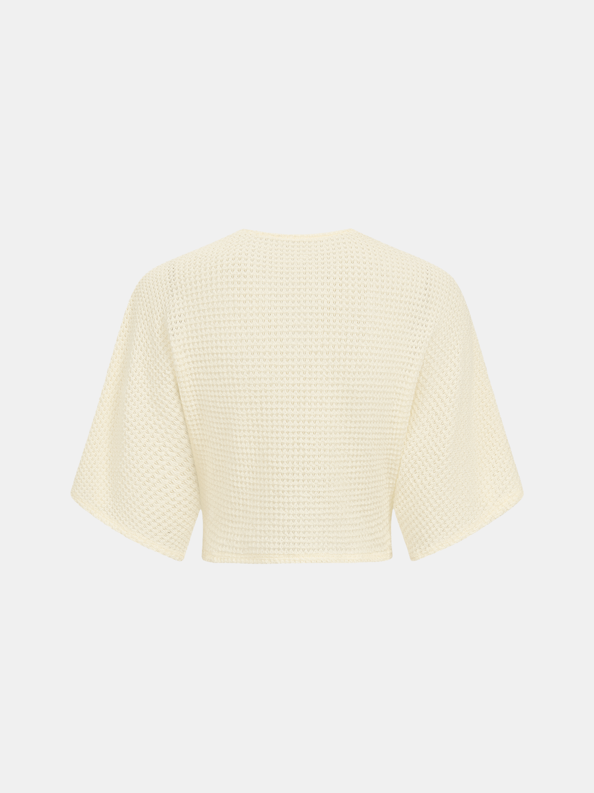 Waffle Knit V-Neck Twist Front Crop Top