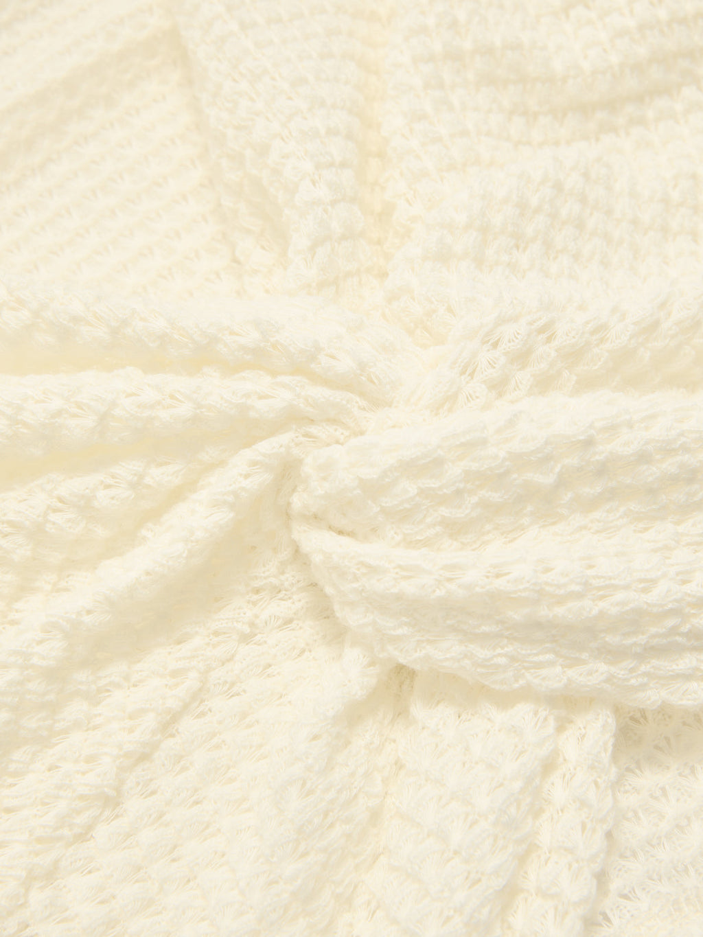 Waffle Knit V-Neck Twist Front Crop Top