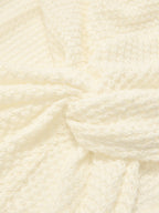 Waffle Knit V-Neck Twist Front Crop Top
