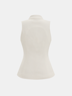 Mandarin Collar Metal Clasp Fitted Vest