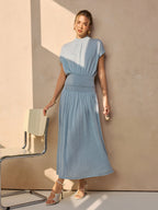 Wool-Blend Cinched Top & Midi Skirt Set