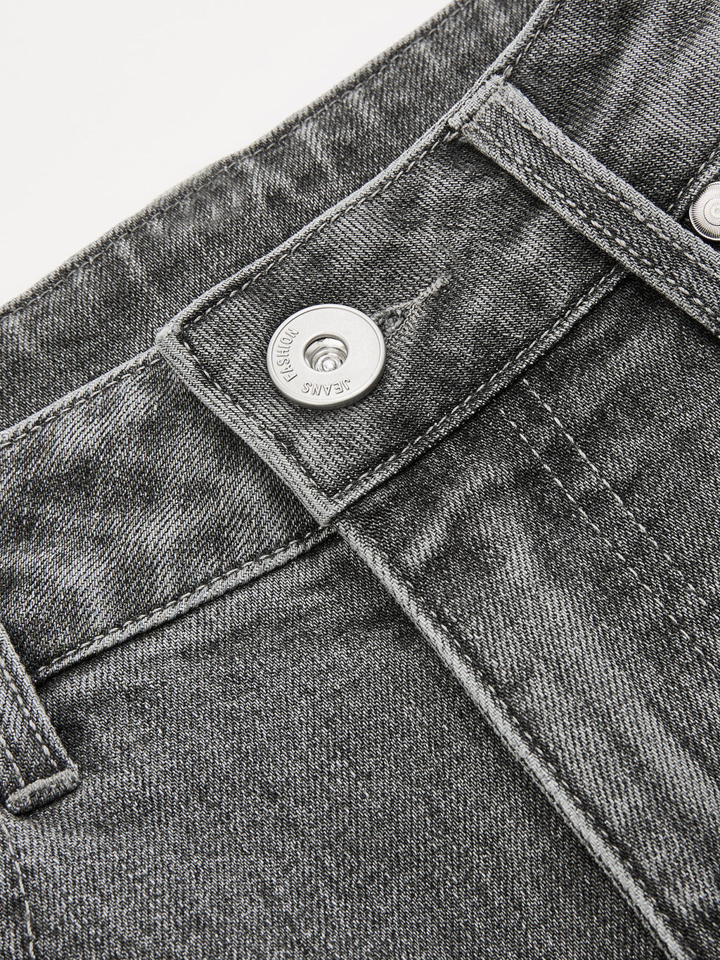 Mid-Waist Wide-Leg Denim Pants