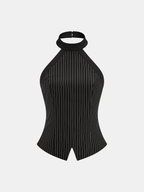 Pinstripe Halter Top & Wide Leg Pants Set