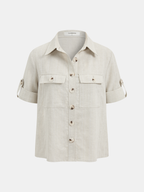 Cotton Linen Knotted Shirt & Belted Pants Set