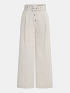 Cotton Linen Knotted Shirt & Belted Pants Set