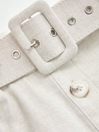 Cotton Linen Knotted Shirt & Belted Pants Set