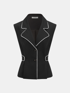 Contrast Trim Blazer Vest & Pants Set