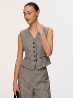 Plaid Vest & Wide Leg Pants Set