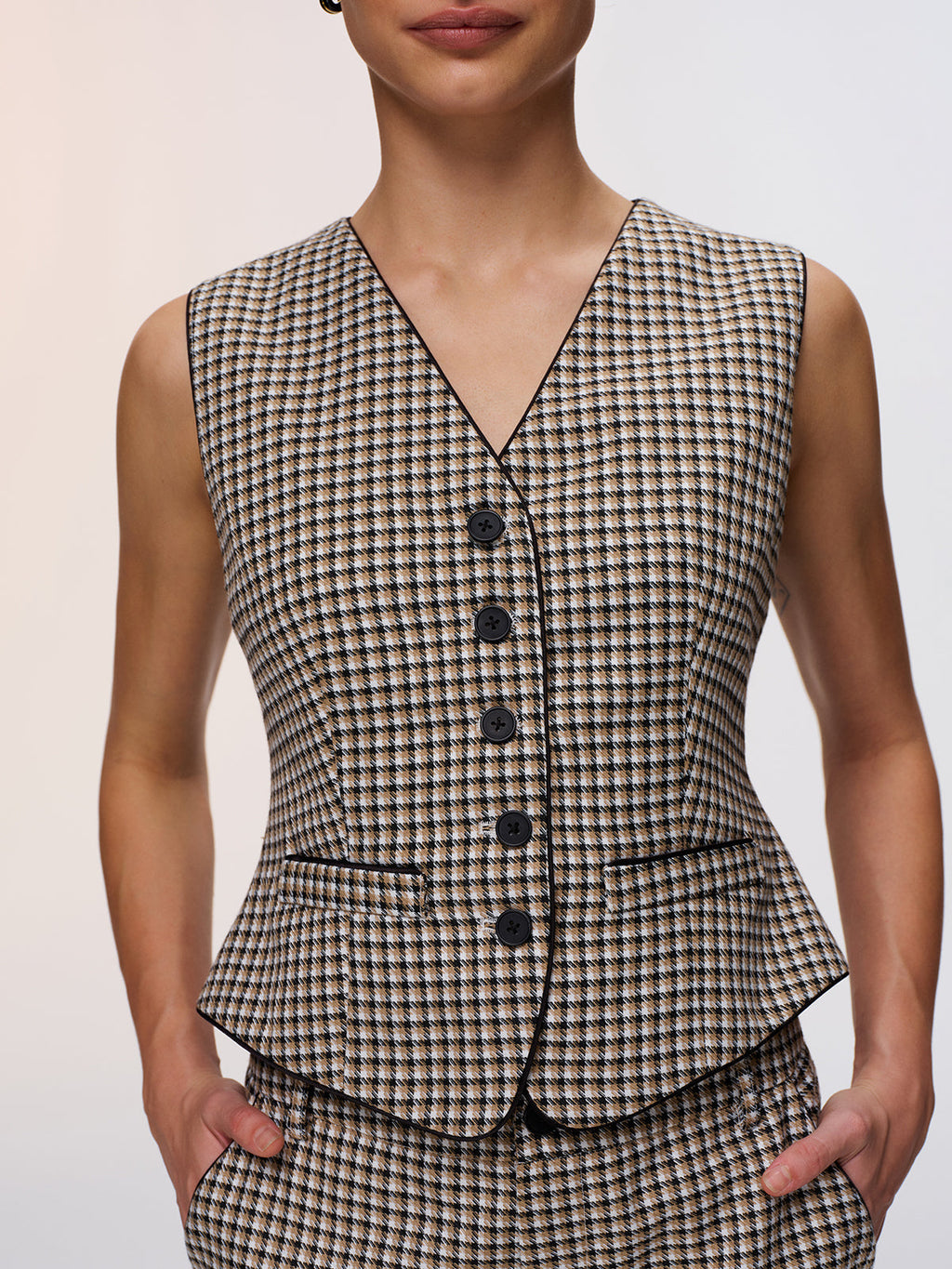 Plaid Vest & Wide Leg Pants Set