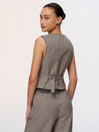 Plaid Vest & Wide Leg Pants Set