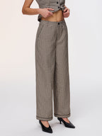 Plaid Vest & Wide Leg Pants Set