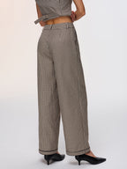 Plaid Vest & Wide Leg Pants Set
