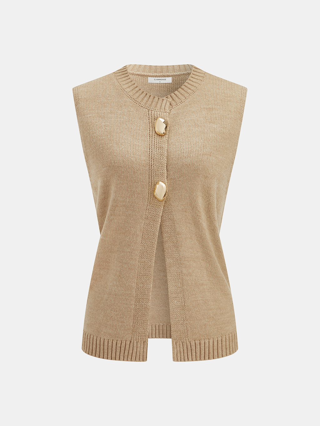 Metal Button Wool Blend Sweater Vest
