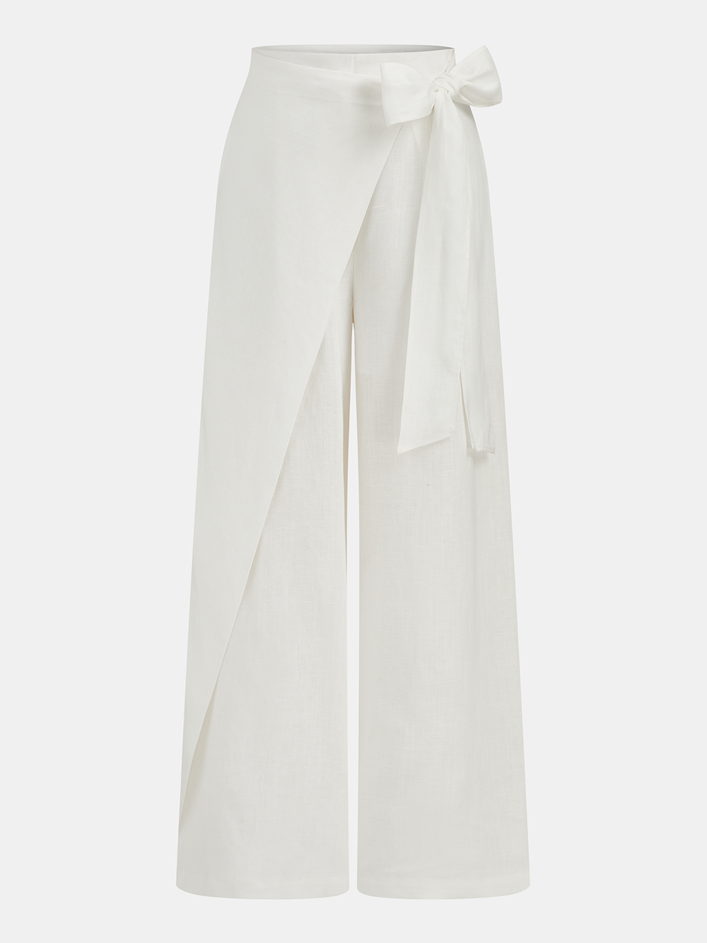Bow Tie Wrap Linen Wide Leg Pants