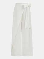 Bow Tie Wrap Linen Wide Leg Pants
