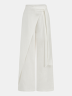 Bow Tie Wrap Linen Wide Leg Pants