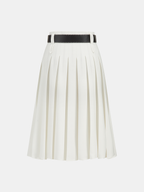 Belted Pleated Midi Skirt