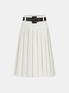 Belted Pleated Midi Skirt