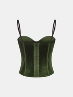 Velvet & Satin Panel Corset Top