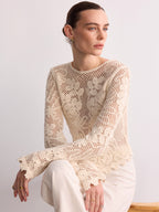 Crochet Lace Long Sleeve Knit Top