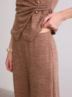 Wrap-Front Sleeveless Knit Top & Pants Set