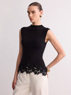 Sleeveless Lace Hem Knit Vest