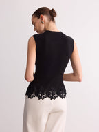 Sleeveless Lace Hem Knit Vest