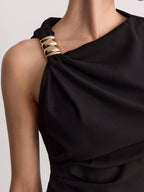 Metal Buckle Asymmetric Sleeveless Top