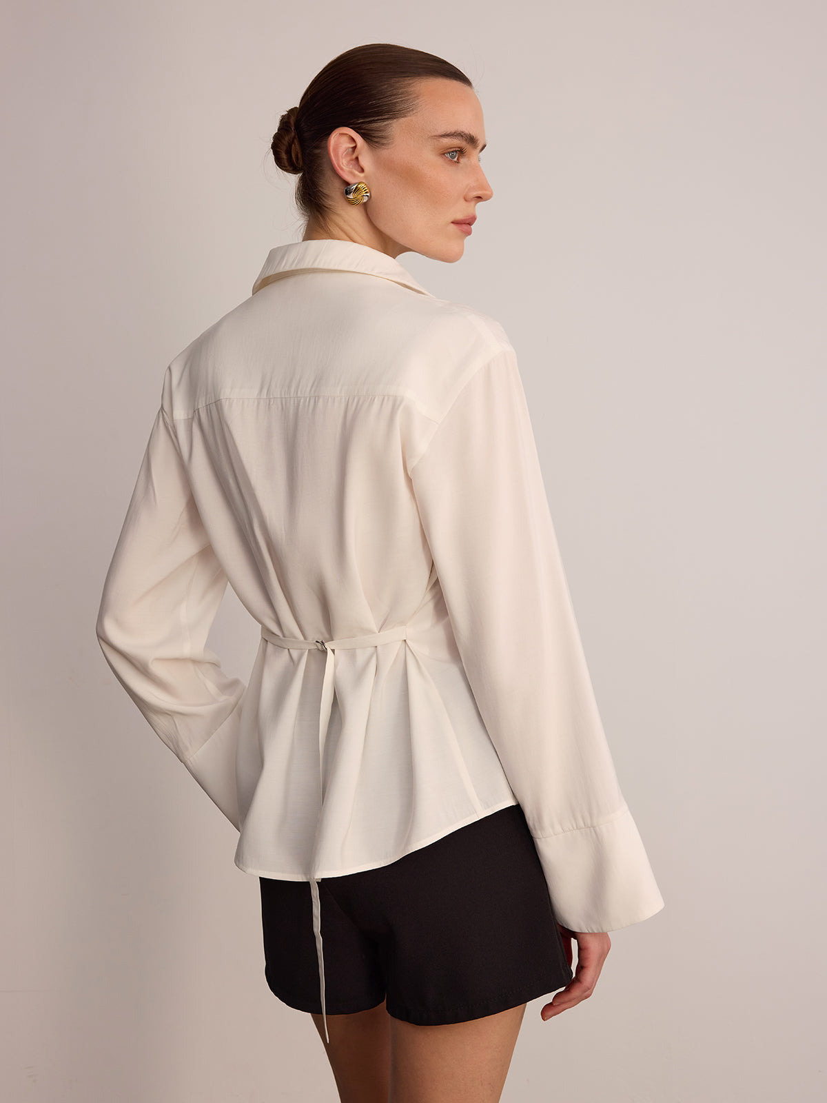 Button Front V-Neck Shirt