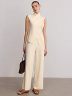 Cross Neck Sleeveless Top & Pants Set