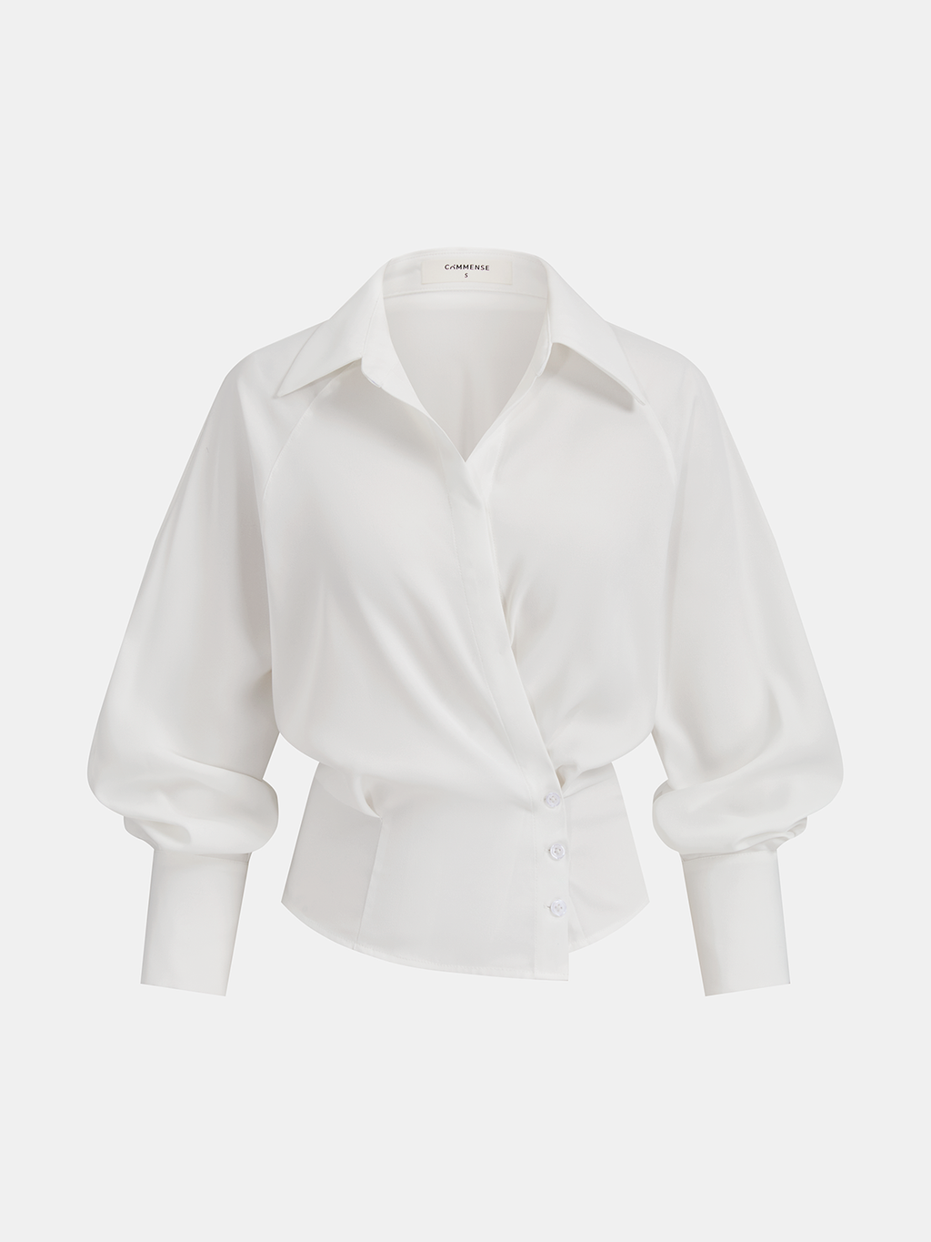 Bloused Waist Wrap-Front Blouse