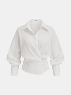 Bloused Waist Wrap-Front Blouse