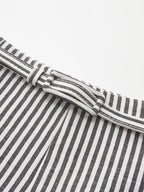 Belted Striped Wide-Leg Pants