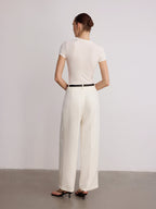 Mid-Waist Wide-Leg Pants without Belt