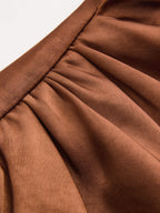 Satin Ruched Top & Wide Leg Pants Set