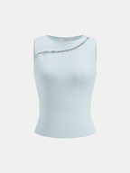 Metal Detail Cut-Out Knit Vest