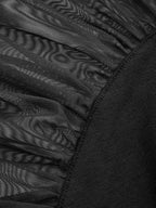 Mock Neck Mesh Sleeve Knit Top