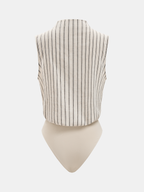Cotton Linen Striped Sleeveless Wrap Bodysuit