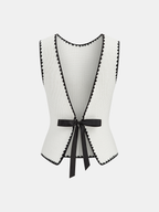 Scalloped Trim Tie-Back Sweater Vest