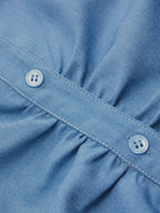 Button-Front Ruched Sleeveless Shirt