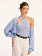 Halter Knit Top & Bolero Shrug Two-Piece Set
