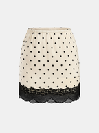 Polka Dot Lace-Trim Mini Skirt